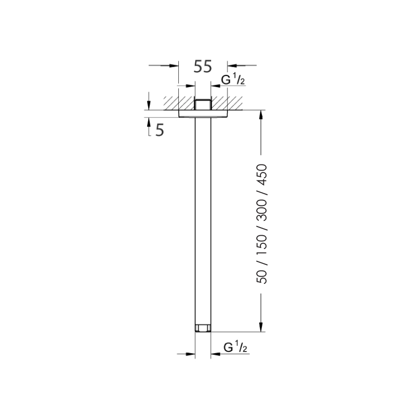 Argent Ceiling Dropper Arm with Square Flange 150mm - Chrome - Cass Brothers