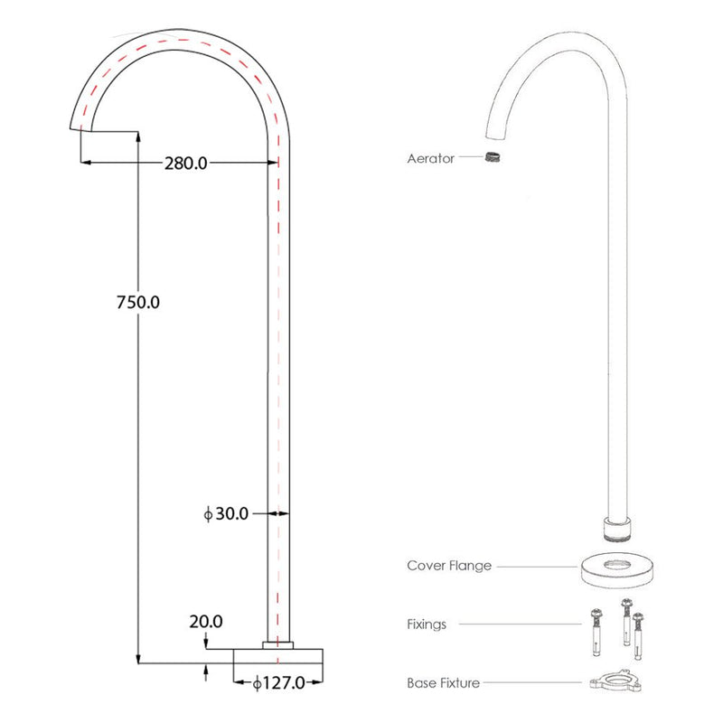 Argent Classic Freestanding Gun Metal Bath Spout - Cass Brothers