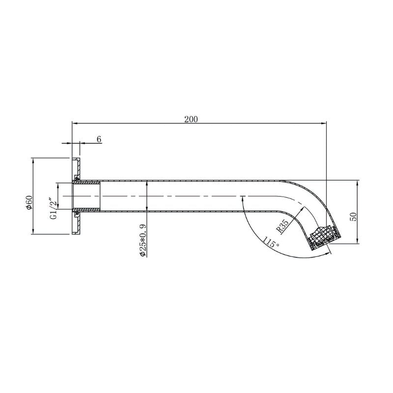 Argent Curve Neu 200 Bath Spout - Chrome - Cass Brothers