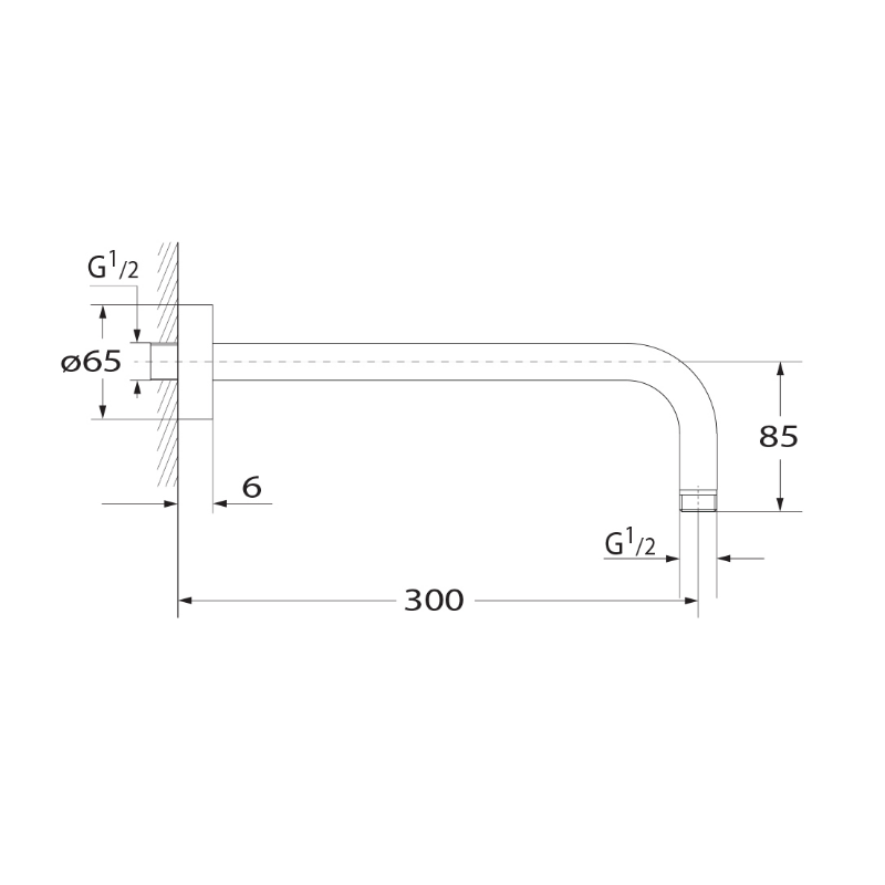 Argent Essential 300 Shower Arm - Brushed Nickel - Cass Brothers