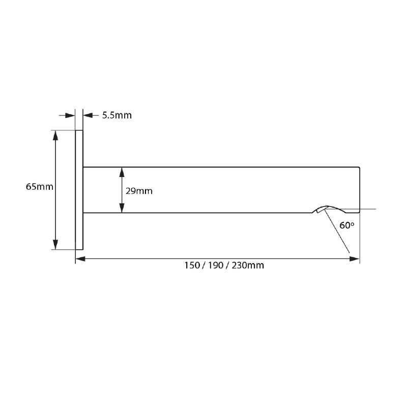 Argent Essential Basin Spout 190mm - Cass Brothers