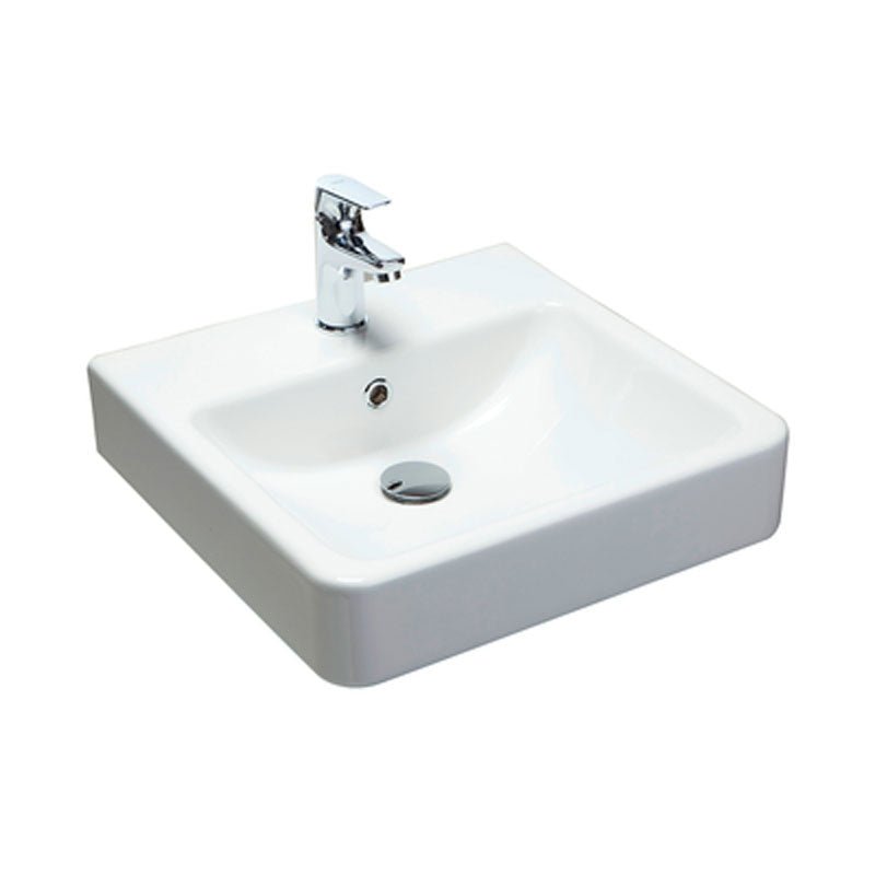Argent Evo 450mm Square Wall Basin 1 Tap Hole - Gloss White - Cass Brothers