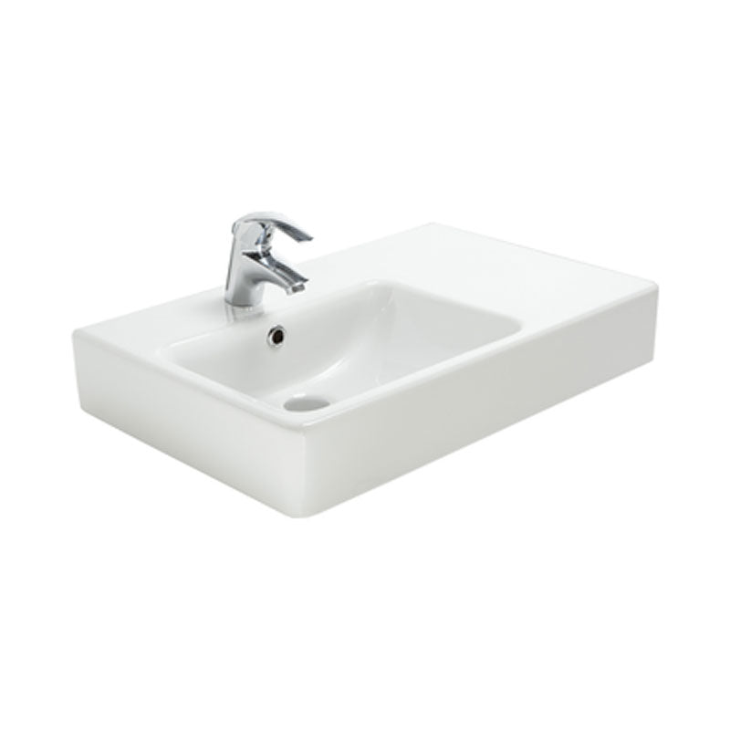 Argent Evo 650 Asymmetric Basin Left Hand Bowl RH Shelf - No Tap Hole - Gloss White - Cass Brothers