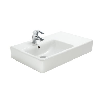 Argent Evo 650 Asymmetric Basin LH Bowl 1 Tap Hole Trap Cover - Gloss White - Cass Brothers
