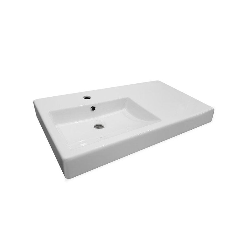 Argent Evo 750 Asymmetric Basin - Left Hand Bowl with 1 Tap Hole - Gloss White - Cass Brothers