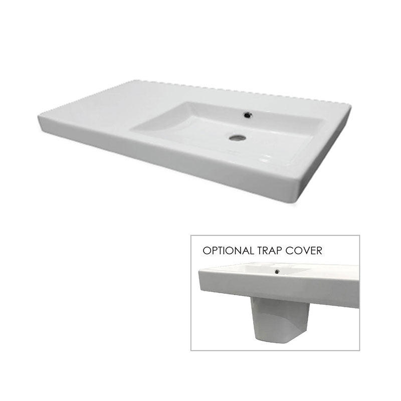 Argent Evo 900 Asymmetric Basin LH Bowl 1 Tap Hole Trap Cover - Gloss White - Cass Brothers