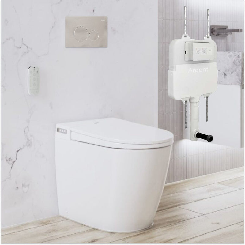 Argent Evo Wall Faced Smart Toilet Package Includes Grace Chrome Button - Cass Brothers