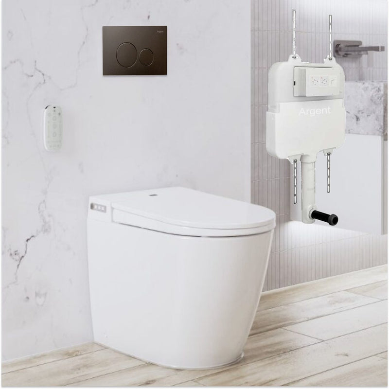 Argent Evo Wall Faced Smart Toilet Package Includes Grace Gun Metal Button - Cass Brothers