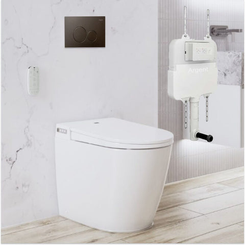 Argent Evo Wall Faced Smart Toilet Package Includes Grace Gun Metal Button