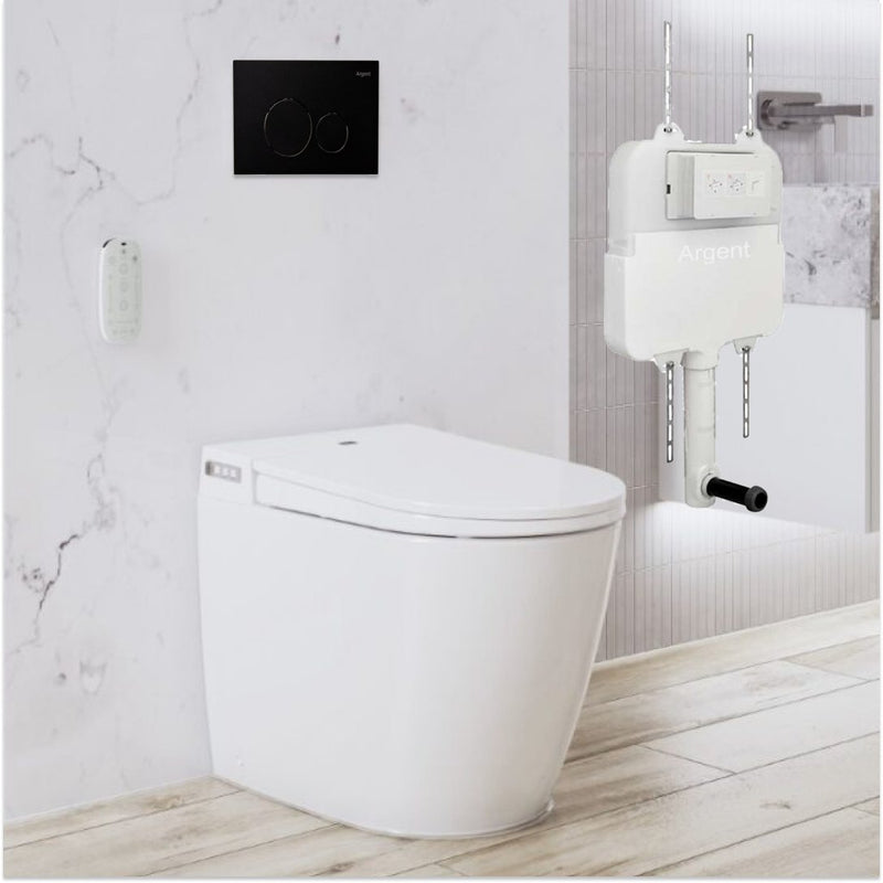 Argent Evo Wall Faced Smart Toilet Package Includes Grace Matte Black Button - Cass Brothers