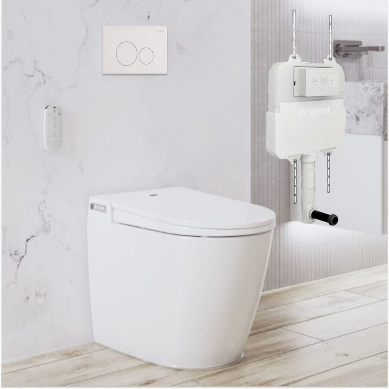 Argent Evo Wall Faced Smart Toilet Package Includes Grace Matte White Button - Cass Brothers