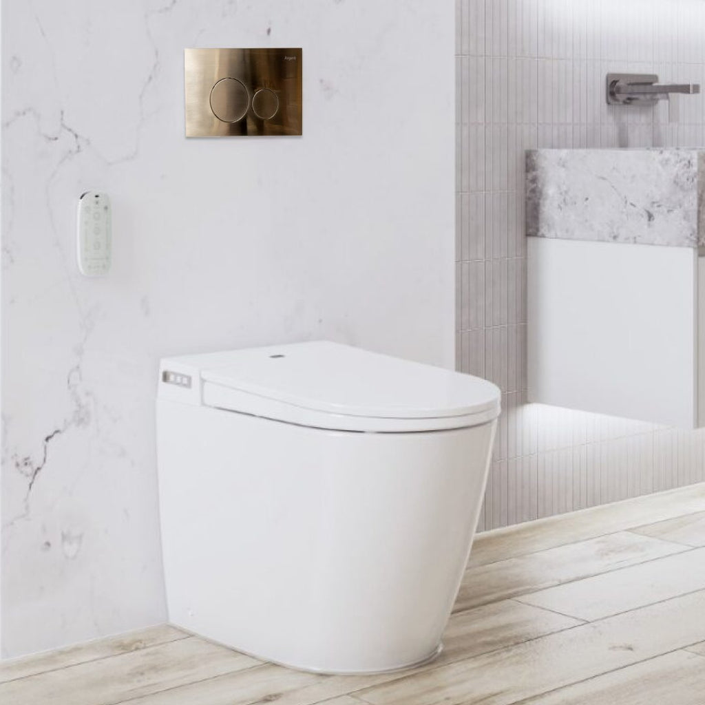 Argent Evo Wall Faced Smart Toilet System - Includes Grace Brushed Nickel Button - Cass Brothers
