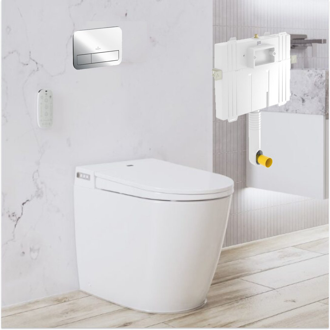 Argent Evo Wall Faced ViSmart Toilet Package Includes Chrome E200 Button - Cass Brothers