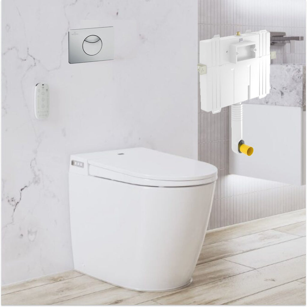 Argent Evo Wall Faced ViSmart Toilet Package Includes E100 Satin Button - Cass Brothers