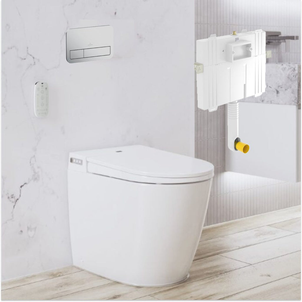 Argent Evo Wall Faced ViSmart Toilet Package Includes Satin E200 Button - Cass Brothers