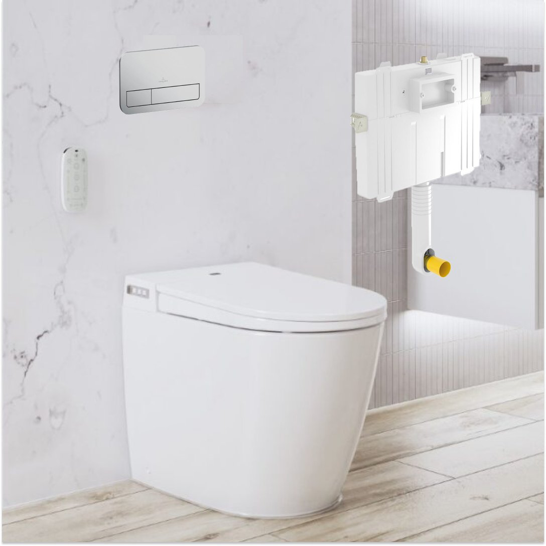 Argent Evo Wall Faced ViSmart Toilet Package Includes Satin E200 Button - Cass Brothers