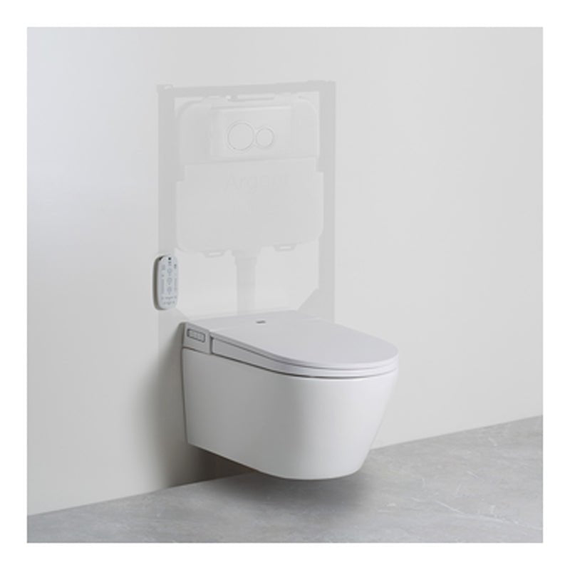 Argent Evo Wall Hung Smart Toilet Package Includes Grace Brushed Gold Button - Cass Brothers