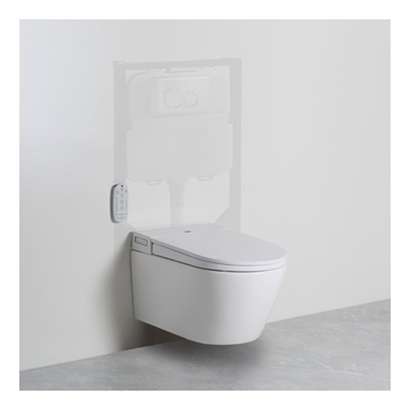 Argent Evo Wall Hung Smart Toilet Package Includes Grace Brushed Nickel Button - Cass Brothers