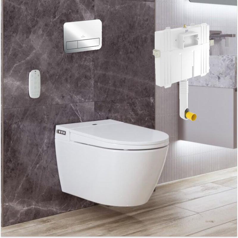 Argent Evo Wall Hung ViSmart Toilet Package Includes E200 Chrome Button - Cass Brothers