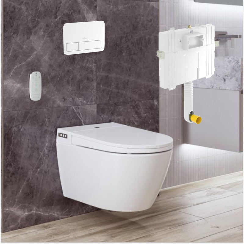 Argent Evo Wall Hung ViSmart Toilet Package Includes E200 White Button - Cass Brothers