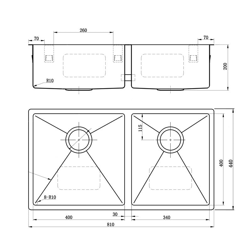 Argent Executive Chef Main & Medium Bowl Sinks - Cass Brothers