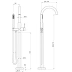 Argent Flow Floor Mounted Bath Filler with Handpiece - Chrome - Cass Brothers