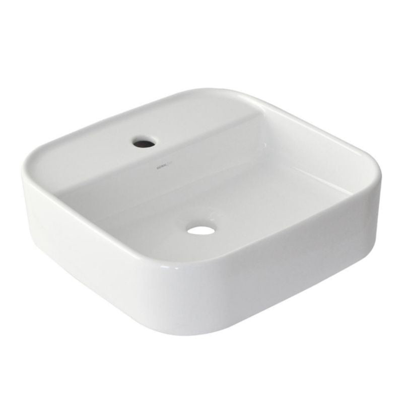 Argent Grace 425 Square Counter Top Basin with Tap Shelf - 1 Tap Hole - Gloss White - Cass Brothers