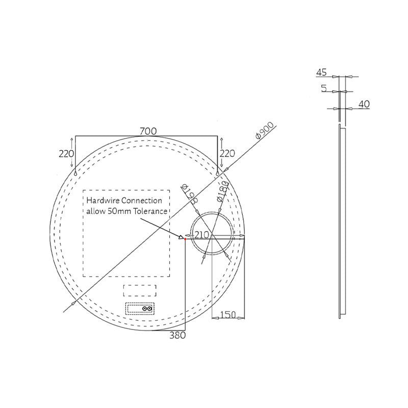 Argent Grace 900 Smart LED Round Mirror - Cass Brothers