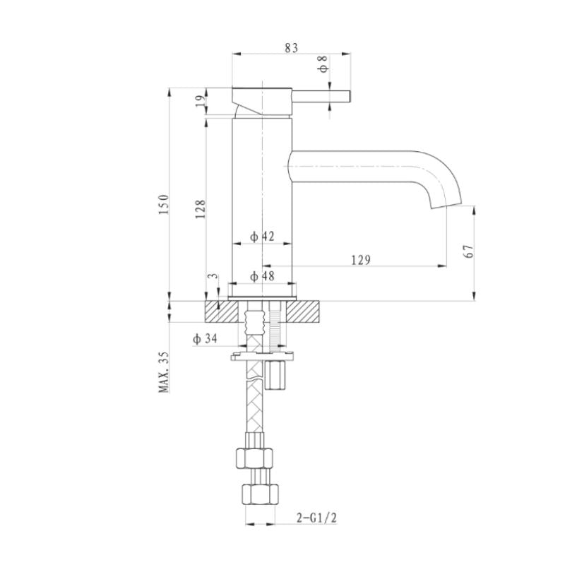 Argent Grace Basin Mixer - Brushed Nickel - Cass Brothers