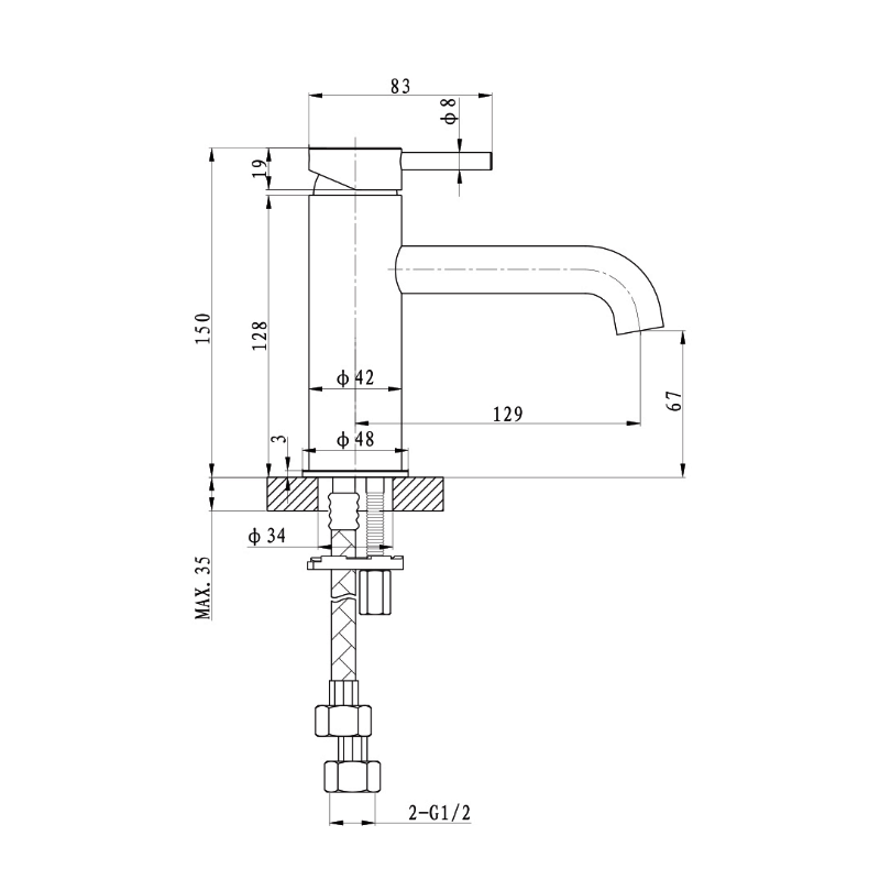 Argent Grace Basin Mixer - Gun Metal - Cass Brothers