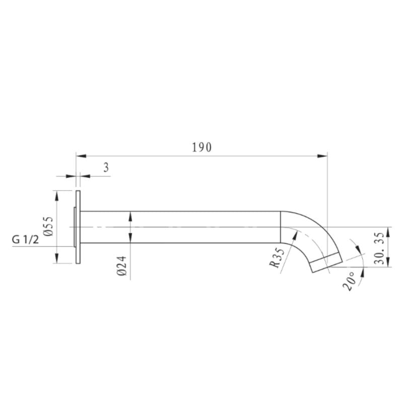 Argent Grace Bath Spout - Gun Metal - Cass Brothers
