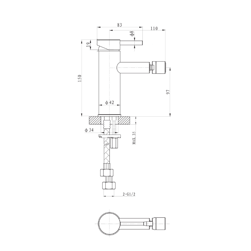 Argent Grace Bidet Mixer - Chrome - Cass Brothers