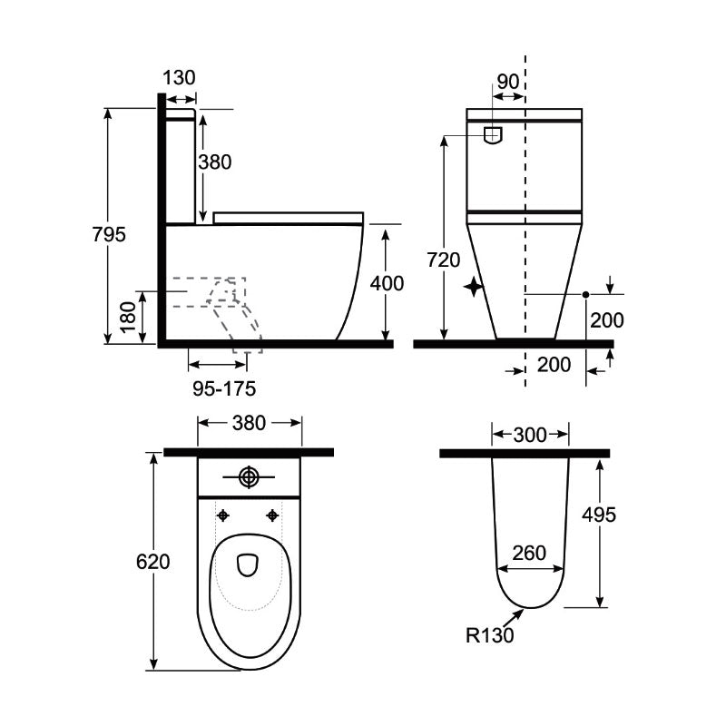 Argent Grace BTW Hygienic Flush Toilet Suite - Cass Brothers