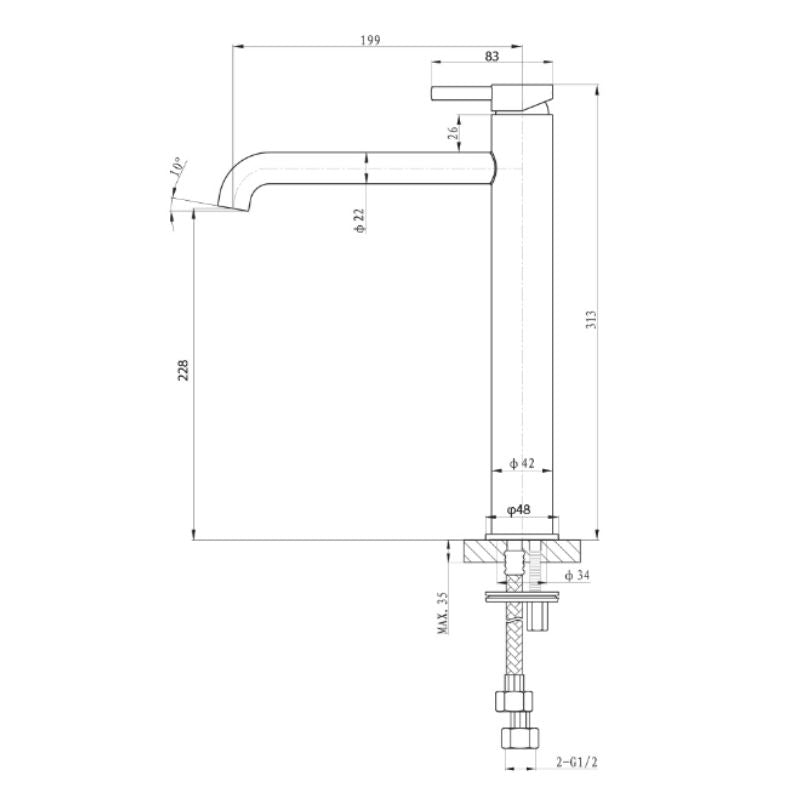 Argent Grace Vessel Basin Mixer - Gun Metal - Cass Brothers