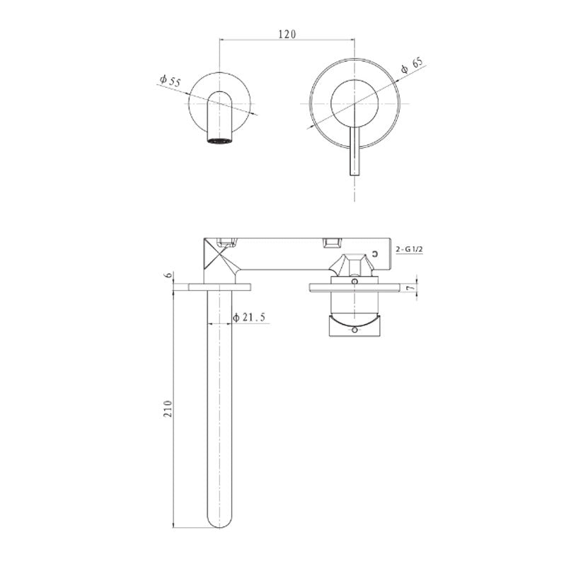 Argent Grace Wall Mounted Basin-Bath Mixer - Chrome - Cass Brothers