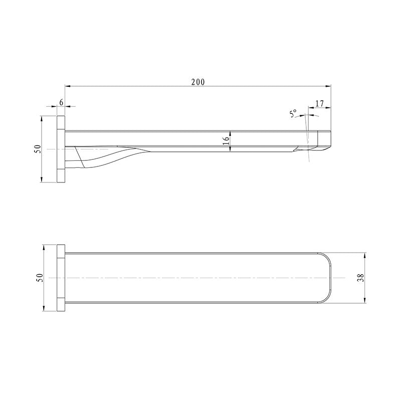 Argent Kubic 200 Bath Spout - Brushed Nickel - Cass Brothers