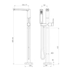 Argent Kubic Floor Mounted Bath Filler With Handpiece and Body - Chrome - Cass Brothers