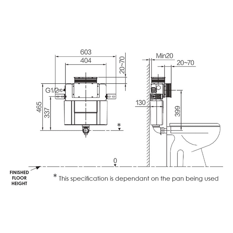 Argent Low Level In Wall Cistern - Pneumatic - Cass Brothers