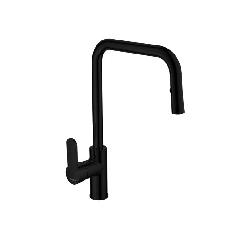 Argent Mirra Square Gooseneck Kitchen Mixer Pull Out Aerator - Matte Black - Cass Brothers