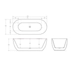 Argent Nova 1500 Oval Freestanding Bath Overflow - Gloss White - Cass Brothers