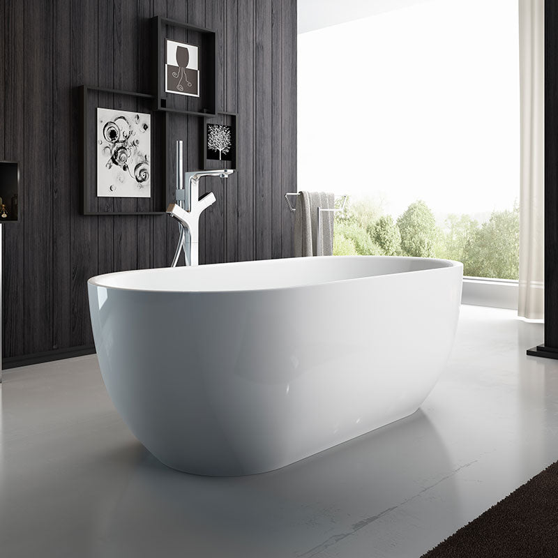 Argent Nova 1500mm Acrylic Oval Freestanding Bath With Overflow - Gloss White - Cass Brothers