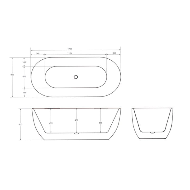 Argent Nova 1700 Oval Freestanding Bath Overflow - Cass Brothers