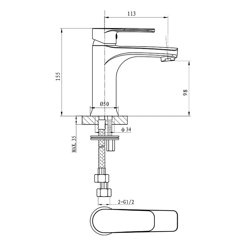 Argent Pace Basin Mixer - Brushed Nickel - Cass Brothers