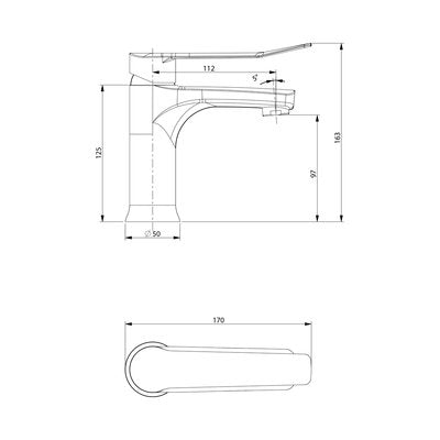 Argent Pace Comfort 170 Basin Mixer - Brushed Nickel - Cass Brothers