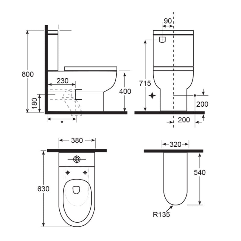 Argent Pace Hygienic flush BTW Toilet S&P Trap Rear Entry - Cass Brothers