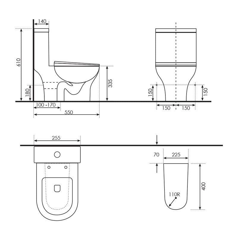Argent Pace Hygienic Flush Children's Toilet - P Trap - Cass Brothers