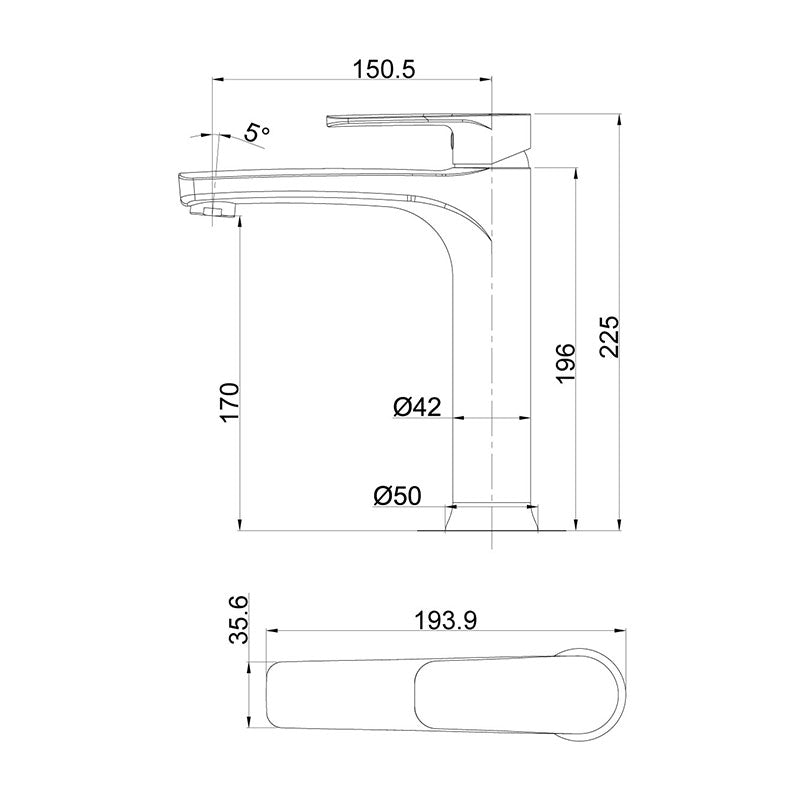 Argent Pace Tall Basin Mixer - Brushed Nickel - Cass Brothers