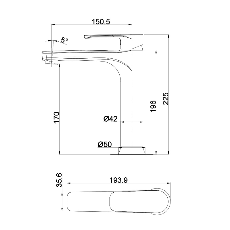 Argent Pace Tall Basin Mixer - Chrome - Cass Brothers