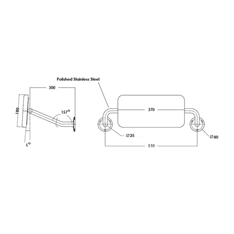 Argent Padded Back Rest with Dark Grey Cushion - Cass Brothers