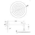 Argent Pallas 230 Overhead Shower on 250 Wall Arm - Chrome - Cass Brothers